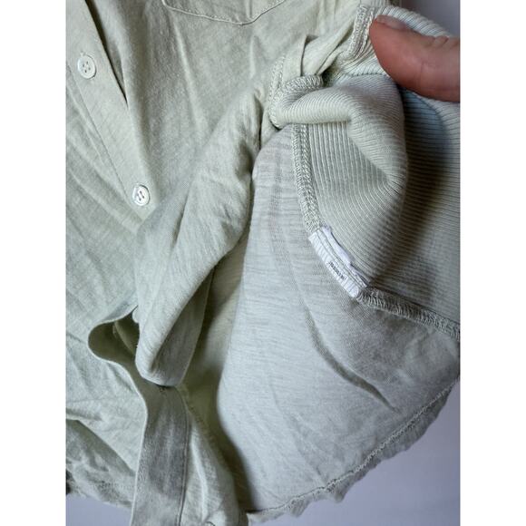 James Perse $185 SHEER SLUB SIDE PANEL SHIRT size 8 Pale Green - Picture 5 of 8